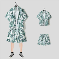 Popular women's clothing: Hainan island beach shirt set, large-sized Hawaiian-style floral shirt for