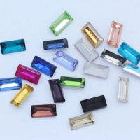 30p 7x21mm color rectangle pointed back fancy stone faceted crystal glass foiled diamante rhinestones jewels clothes shoes craft