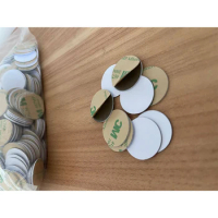 Dia 18/20/25/30mm RFID Tag RFID FM1108 1K IC PVC Token with Sticker rfid anti-metal label coin tags 13.56Mhz round tags