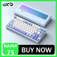 Wob Rainy75 Mechanical Keyboard Aluminum Alloy Three Mode Bluetooth Wireless Hot Swap Gasket Rgb 81 Keys Gaming Keyboard Gifts
