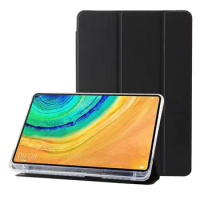 PU Leather Flip Case for HUAWEI MatePad Pro 11 10.4 Transparent Shockproof Cover MatePadPro 10.8 Casing with Pen Slot Holder