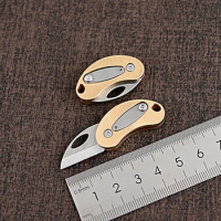Brass MINI Folding Knife Unboxing Portable Pocket Knife Small Blade Keychain CS GO Hanging Outdoor Camping EDC Knife