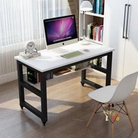 書法桌 新款電腦桌簡約現代辦公桌帶滑輪臺式桌培訓書法桌雙層可行動桌子T 3色  交換禮物全館免運