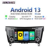 Carplay 720P Android 13 Car DVD Player 8G+256GB Navigation GPS Radio Wifi autoradio For For Nissan X-Trail J11 Qashqai 2014-2020