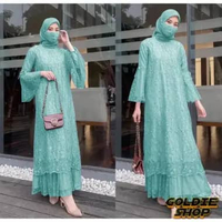 Goldie Shop Gamis Lengan Terompet Kania M- XXL 11WARNA / Maxi Long Dress Muslim Big Size / Gamis Bru