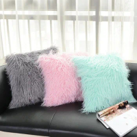 Soft Fluffy Faux Fur Shaggy Pillow Case Decorative Throw Pillow Shams with Zipper Closure for Home Living Room Sofa Bedroom