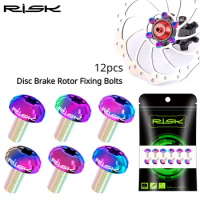 RISK 12PCS M5x10mm Bike Disc Brake Rotor Fixing Bolt T25 TC4 Titanium Bicycle MTB Mountain Bike Brake Screws Cycling Accessories