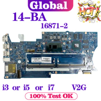 KEFU 16871-2 Mainboard For HP X360 14-BA l12077-601 Laptop Motherboard i3 i5 i7 7th Gen V2G
