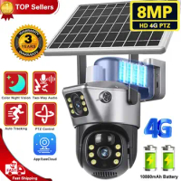 4K 8MP 4G Free Gift Sim Card Solar Battery Camera Outdoor Wireless Dual Lens Dual Screen Security Protection Surveillance CCTV