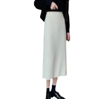 【Paiya 派亞】坑條設計感針織包臀直筒裙女高腰氣質半裙長裙(均碼S-XL可穿)