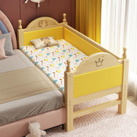 開發票 兒童床 實木兒童床拼接大床帶欄桿床男孩女孩公主床實木無油漆寶寶加寬床