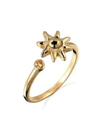 Elli Jewelry Cincin Wanita Perak 925 Lapis Emas Matahari Citrine Kuning Elegan Premium Kado 52mm