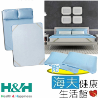 【海夫健康生活館】南良 H&amp;H 3D 空氣冰舒涼席 雙人 淺藍色 附枕巾2入(150x200cm)