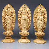 Wooden handcarved 43cm large Guanyin ornament Buddha statue Chinese Buddha statue Feng Shui Buddhist decorative statue