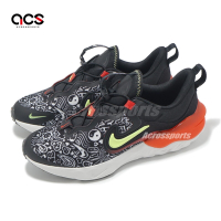 Nike 慢跑鞋 Run Flow JP GS 大童 女鞋 黑 紅 運動鞋 抽繩 插畫 DV3106-001