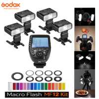 Godox 1 to 4 MF12 Macro Flash XPro Transmitter Kit Mini TTL 2.4G Close-up Speedlite for Canon Nikon Sony Olympus Pentax Fuji