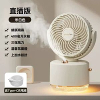 新款水冷噴霧加濕風扇 自動搖頭 桌面小型電風扇 納米補水夜燈 學生宿舍辦公室 USB充電保濕風扇