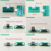 1Pce test board type-c micro interface data charging cable jack board with pins 90 degree mini USB female plug vertical base
