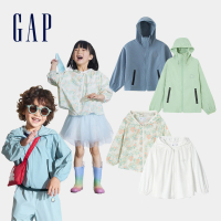 【GAP】男幼童裝 Logo防曬印花連帽外套-冰藍色(890297)