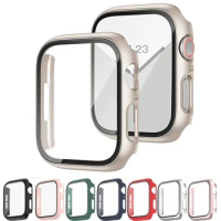 Glass+Cover For Apple Watch case 8 7 6 SE 5 9 iWatch Accessorie Screen Protector Apple watch serie 44mm 40mm 41mm 45mm 42mm 38mm