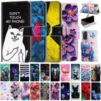 Fashion Flip Leather Case For Samsung Galaxy S21FE S21Plus S21Ultra Cartoon Animal Plant Painted Wallet Card Holder Book Cover