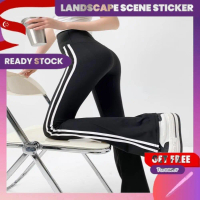 Striped Flared Pants for Women 2025 New Summer Thin Black Casual Ice Silk Yoga Shark Flare Pants