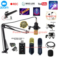 Paket Mic condenser BM 800 soundcard stand arm komplit