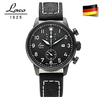 Laco 朗坤861975德國工藝LAUSANNE飛行員手錶軍錶 石英錶42mm