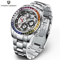 PAGANI DESIGN brand luxury Rainbow circle Automatic Watch men skeleton Mechanical Wristwatch men Stainless Steel diver clock