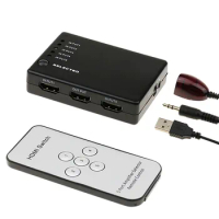 NEW HUB 5 Ports 1080P Video HDMI Switch Switcher HDMI-compatible Splitter with IR Remote splitter box for HDTV DVD PS3