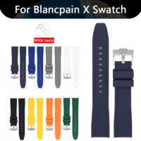 Curved Interface Silicone Strap for Swatch x Blancpain Fifty Fathoms 22mm Men Women Diving Sport Waterproof Rubber Watch Band