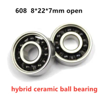 50pcs Steel hybrid ZrO2 / Si3N4 ceramic ball bearing open 608 8*22*7mm Finger spinner roller skating wheel bearings 8x22x7 mm