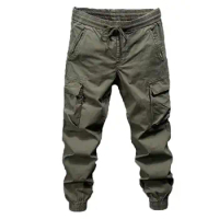 Men Cargo Pants Versatile Men's Cargo Pants Elastic Waist Drawstring Multi Pockets Ideal for Outdoor Sports Streetwear