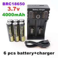 100% New Original 18650 battery 3.7 V 4000mAh rechargeable Li-ion battery for Led flashlight batery + USB charger