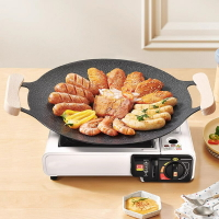 戶外露營烤盤便攜式卡式烤盤爐麥飯石韓式烤肉煎盤野餐家用烤肉盤