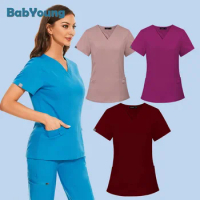 Scrubs Tops Medica Uniforms Lab Beauty Spa Work Clothes Gown Uniform Health Workers Nursing Blouse Scrub Top XXl