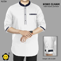 LS KOKO ILHAM , Baju Koko Qurta Pria , Toyobo Import - Putih, S