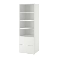 SMÅSTAD/PLATSA 書櫃, 白色 白色/附2個抽屜, 60x57x181 公分