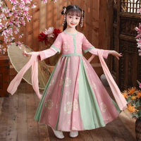 Gilr Ancient Han Dynasty Dress Chinese Traditional Hanfu Oriental Princess Dress Kids Elegance Tang Dynasty Dance Wear Cosplay