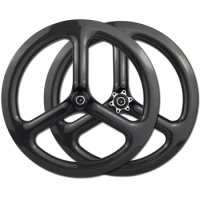 Carbon 16" 349 Wheelset Disc Brake Clincher Three Spoke Folding Bike Wheels 16inch Tri-Spoke Wheelset 9/10/11 Speed