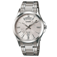 CASIO 優雅奢華型男不鏽鋼日曆星期腕錶-白面(MTP-1381D-7A)/39.9mm