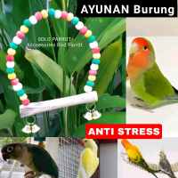 Ayunan Burung Parrot Falk Lovebird Parkit SC IRN Nuri dll Mainan Ayunan Kayu Warna-warni dengan Keri