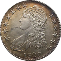1820 United States 50 Cents ½ Dollar Liberty Eagle Capped Bust Half Dollar Cupronickel Plated Silver White Copy Coin