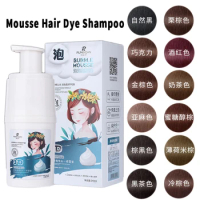 240ml Bubble Dye Shampoo Plant Hair Dye Foam Hair Dye Cream Home Wash Black Color Natural Organic Botanical Bubble Dye Shampoo