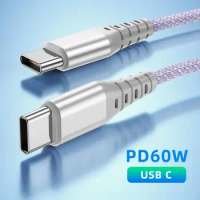 0.3M 1M 2M 60W USB C to Type-C Cable PD Fast Charger Cord For iPhone15 Pro Max Samsung Huawei Xiaomi OPPO Oneplus POCO Realme