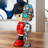 Jay Chou Cartoon Character Building Blocks Zhou Classmate Cyborg Puzzle Splicing Desktop Model Toy Valentine's Day Gift