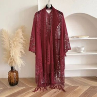 Outer Kaftan Transparan Elegan Cantik Dengan Rumbai Elegan / Outwear Lace Halus Sexy / Luaran Transp