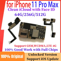 Original Unlocked Motherboard for iPhone 11 Pro Max With Face ID 256gb 512gb Mainboard No iCloud ID Logic Board Full Work Plate