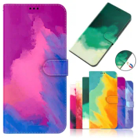 Luxury Painting Flip Leather Case For Sony Xperia 1 III 5 III 10 III 10 Plus L3 L4 XZ3 Minimalist Wallet Card Phone Cover