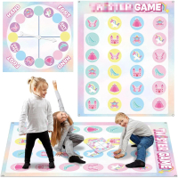 [COD] Unicorn Pose Balance Floor Game for 2 or More Players, Pastel Rainbow Large Mat Party Game Ind